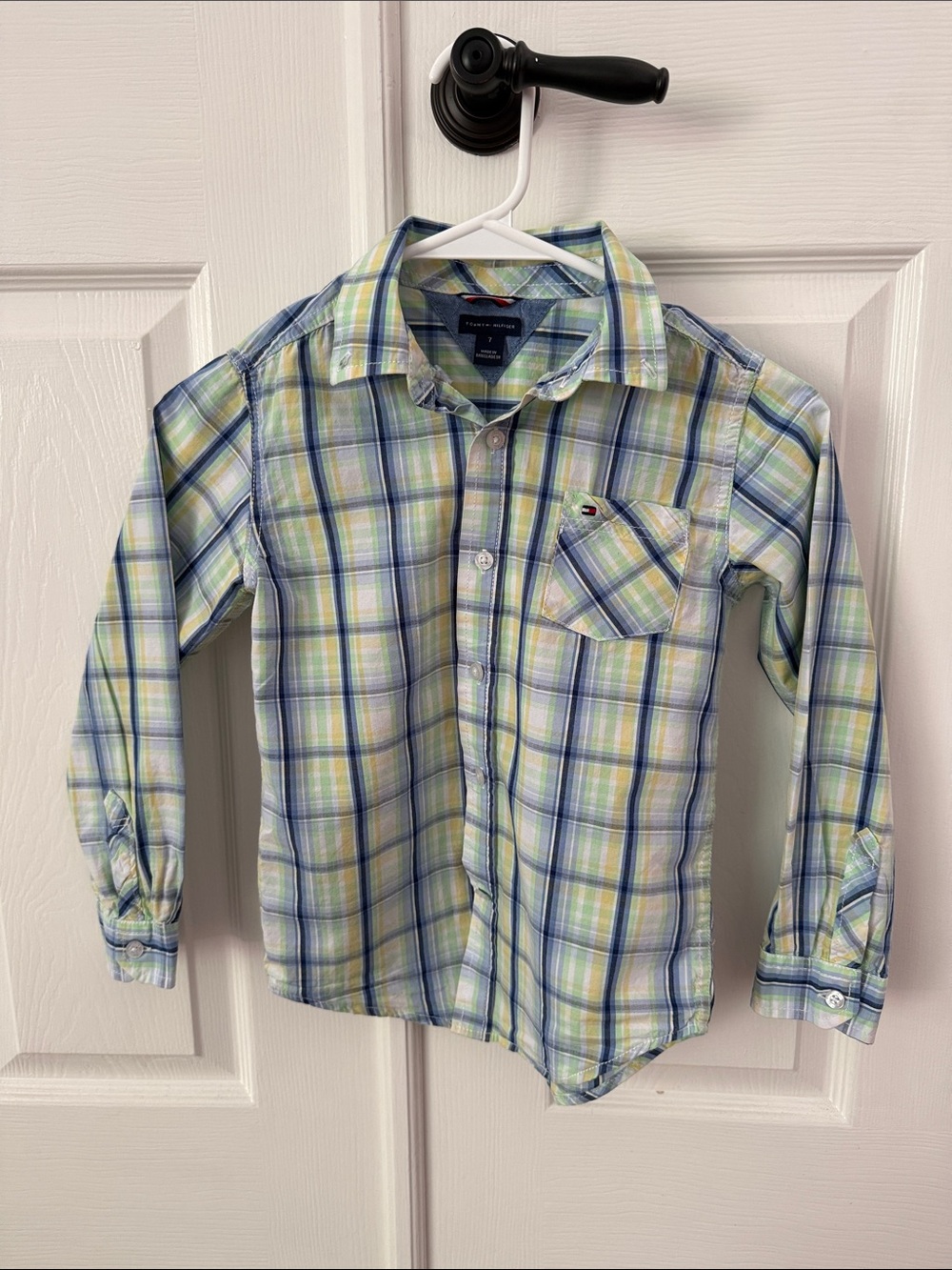 Tommy Hilfiger Blue, Green & Yellow Plaid Button-Down Shirt